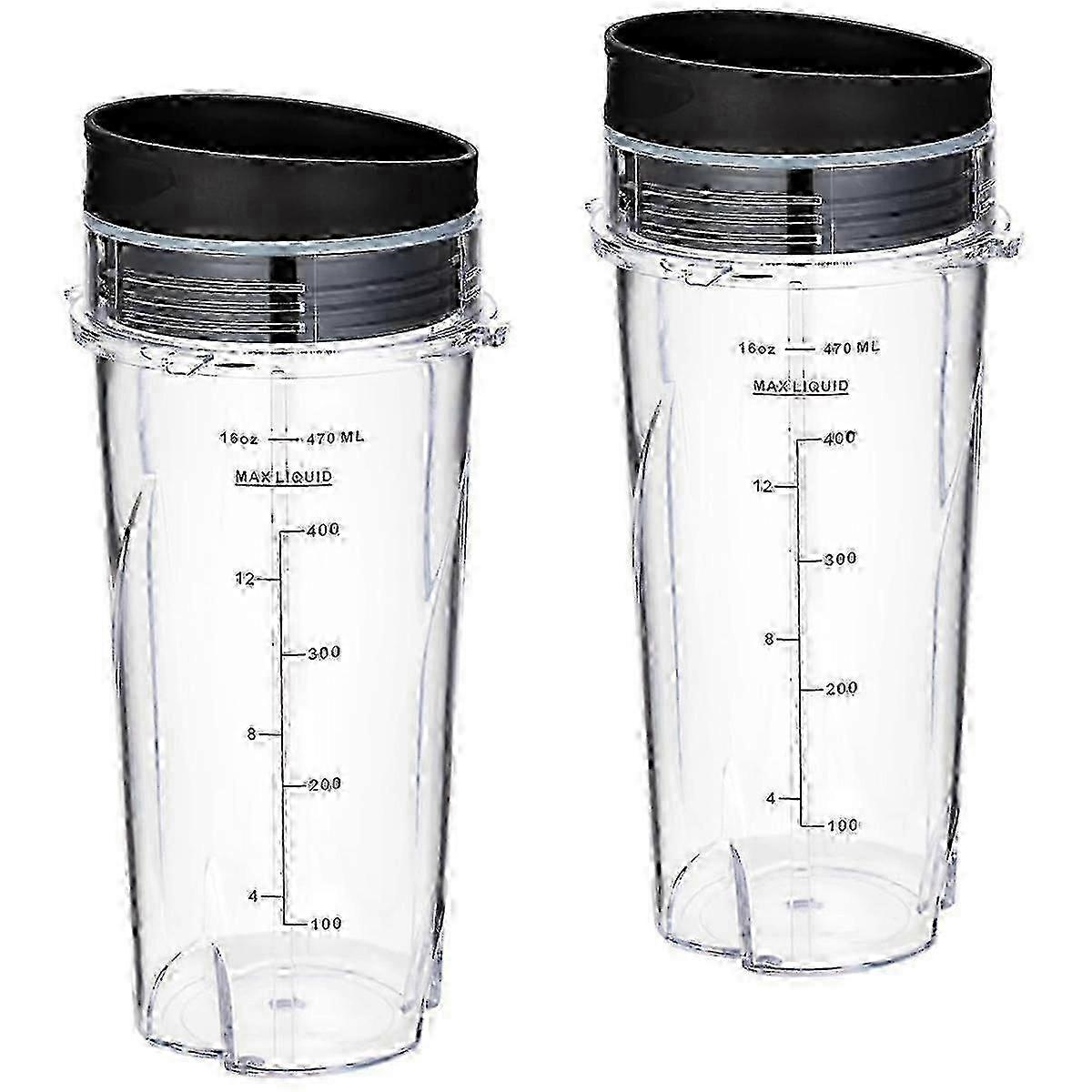Replacement cups for Ninja QB3001SS blender - 2 pack 16oz with lids