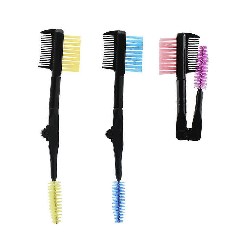 Eyebrow Comb with Handle Foldable Eyebrow Comb for Makeup 3Pcs Assorted Colors