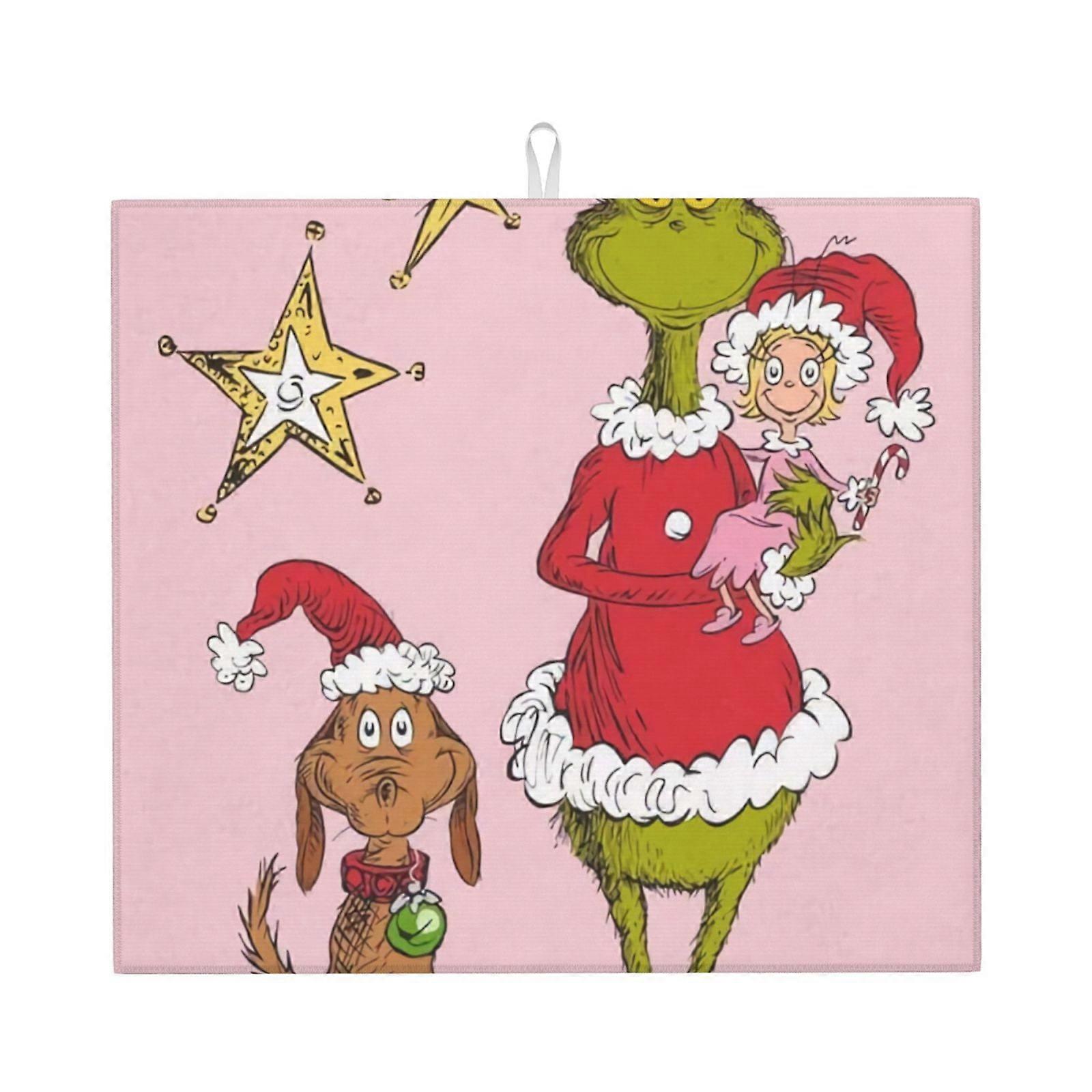 The Grin-Ch Dish Drying Mat For Kitchen Counter, Microfiber Dish Mat, Fast Absorbent Draining Pad