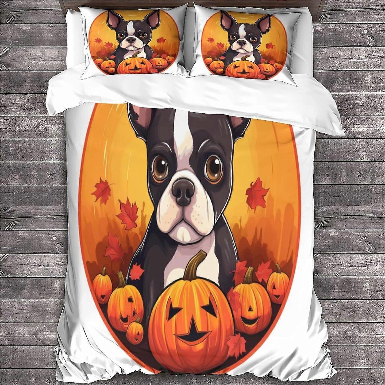 LikeEj 3D تأثير الهالوين للأطفال والكبار مجموعة غطاء لحاف مطبوعة مع أكياس وسادة ، ستوكات لحاف الفراش مجموعة مزدوجة