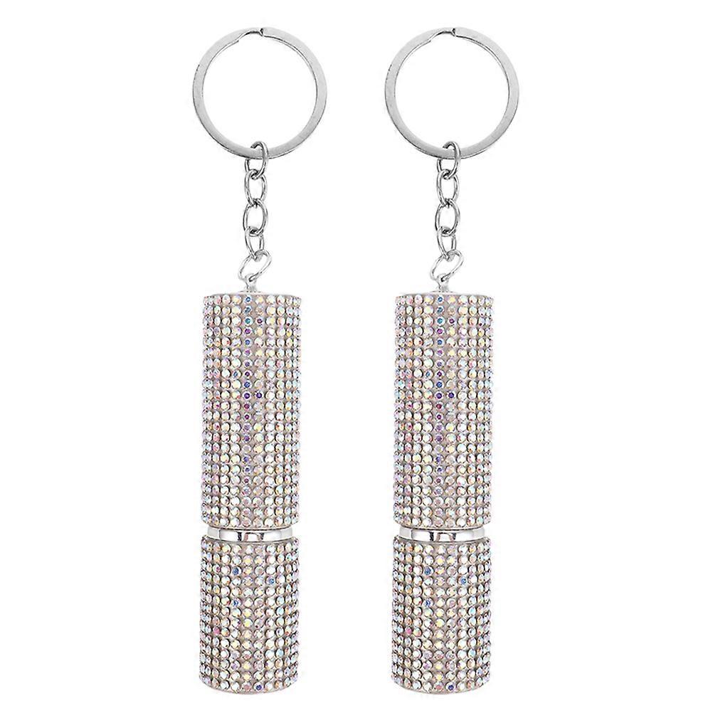 Rhinestone Portable Perfume Bottle Keychain for Travel Refillable Atomizer 2Pcs