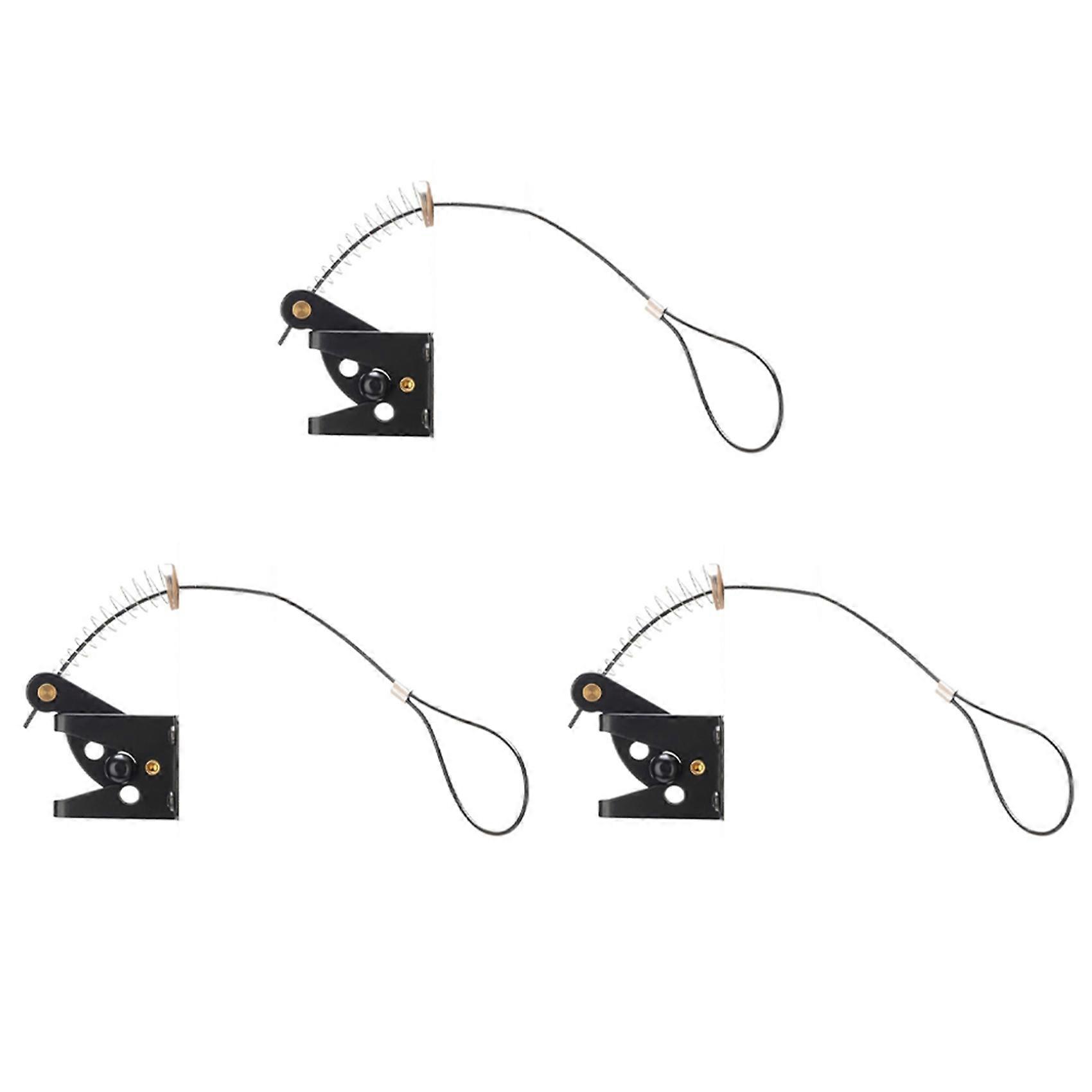3X Self Locking Gate Latch for Wooden Fence Heavy Duty, Steel Spring Cable Pull String Gate Hardware Gate Lock