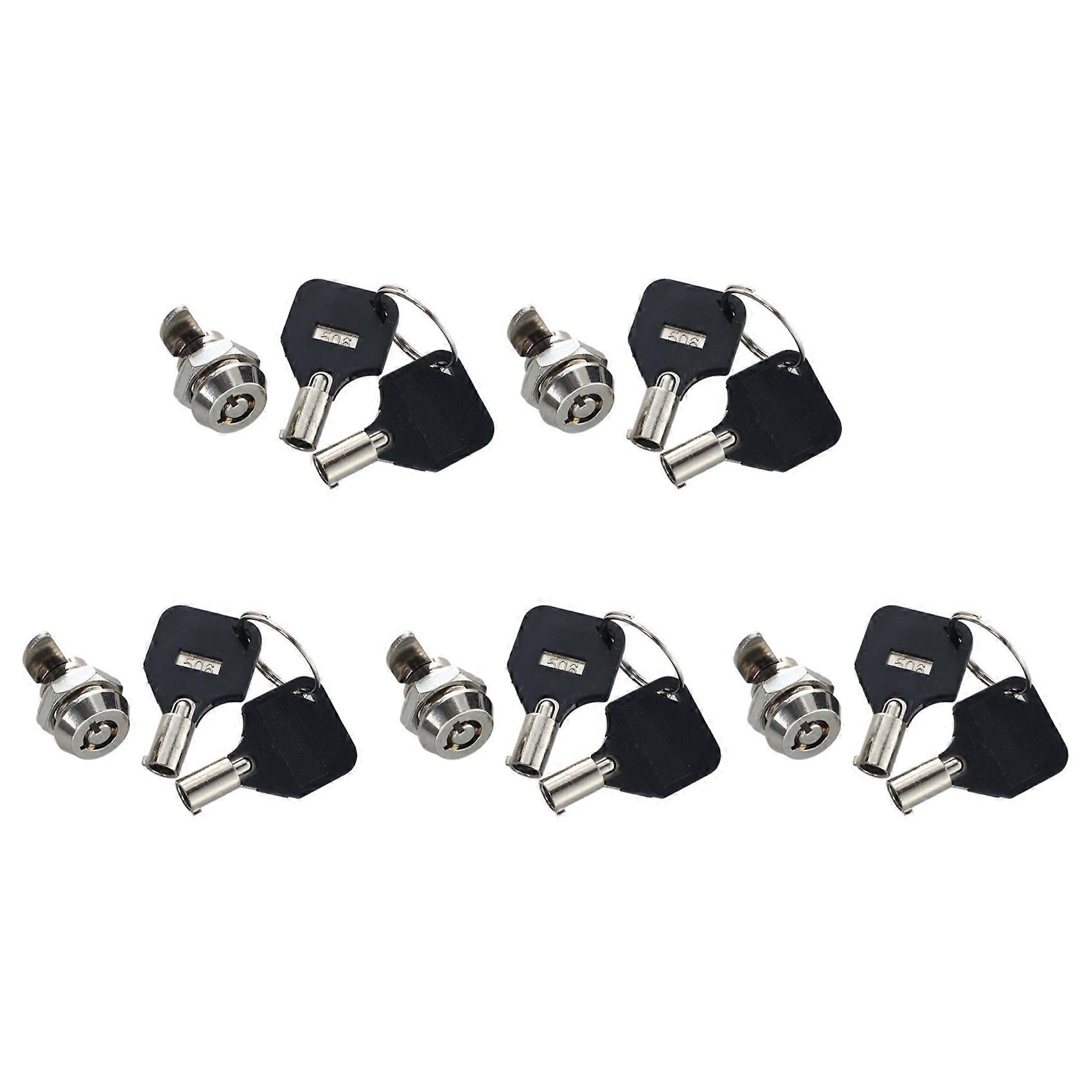5pcs 12mm Threaded Keyed Quarter Turn Cam Lock for Drawer Box Locker