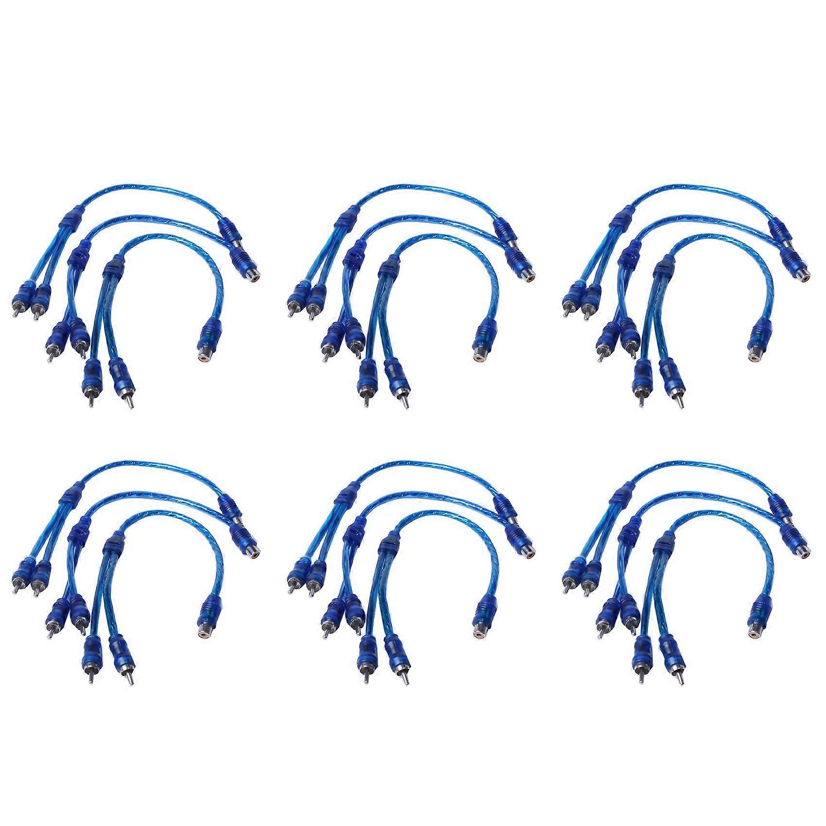 18 stk. lydtilkobling for 1 RCA hunn til 2 RCA hann adapter splitterkabel