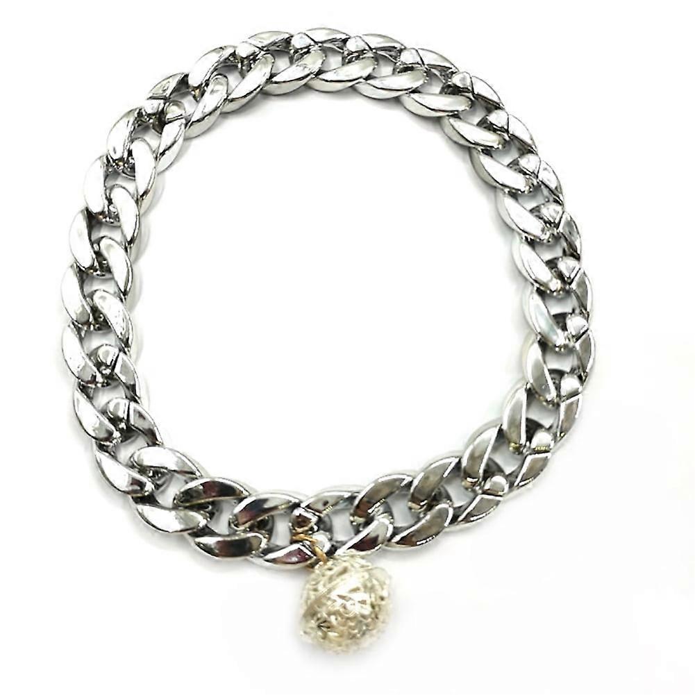 CSCHome Cat Collar with Bell Metal Cuban Chain Anti-Chewing Gold Chain Jewelry 11.8inch 19.7inch