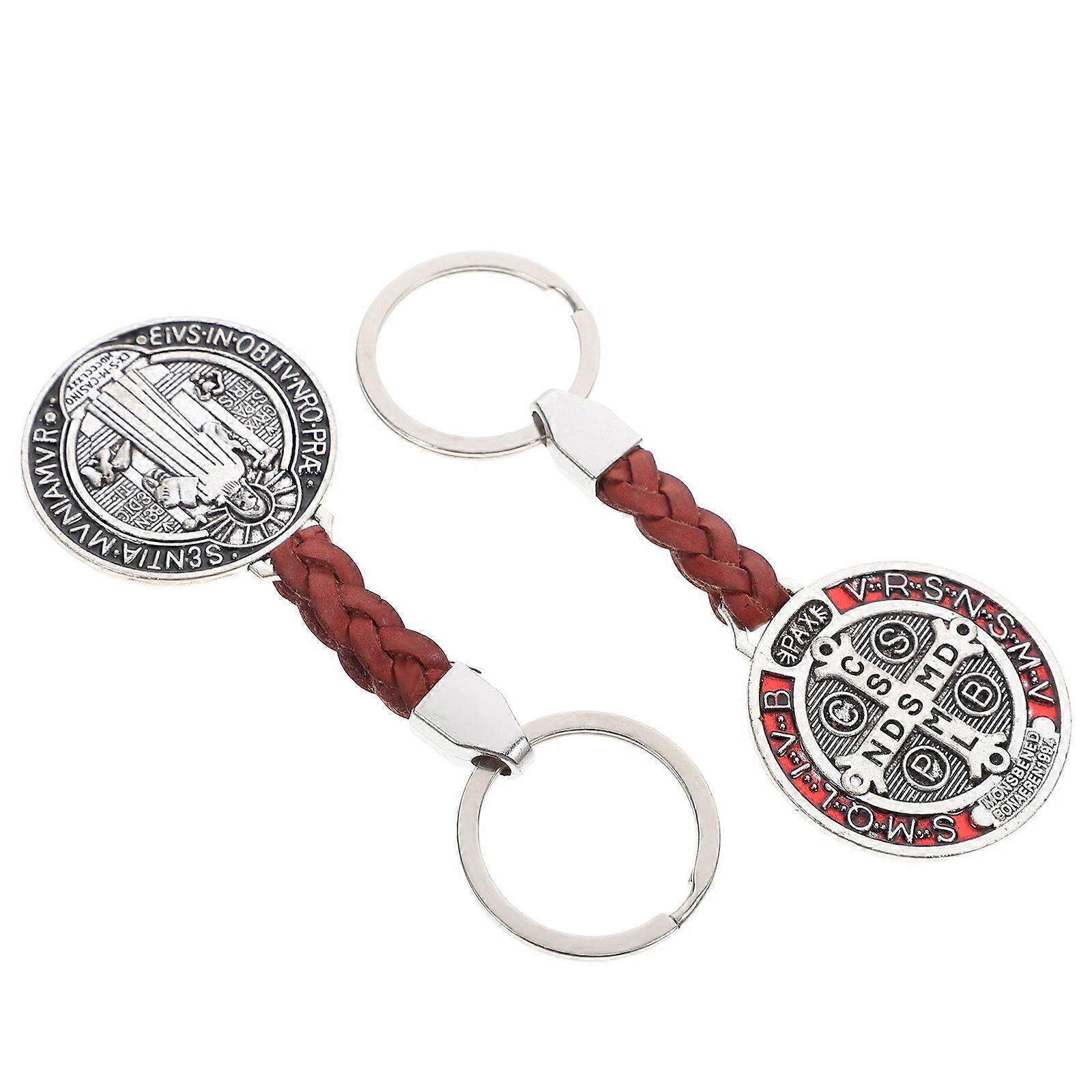 Metal Cross Keychain for Hanging 2Pcs Durable Cross Pendant Set