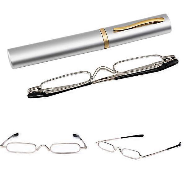 Reading glasses with Power +1.0 - +4.0 with portable metal case Silver +2.25