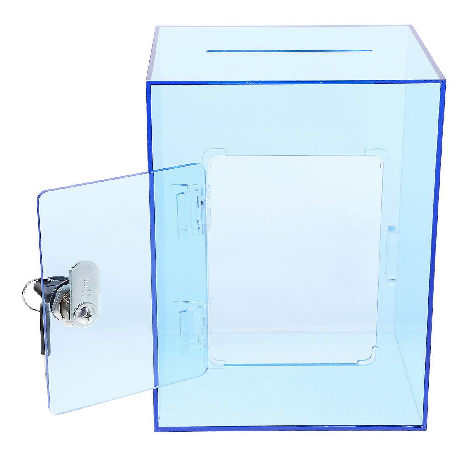 Clear Acrylic Donation Box with Lock Large Piggy Bank for Cash Saving