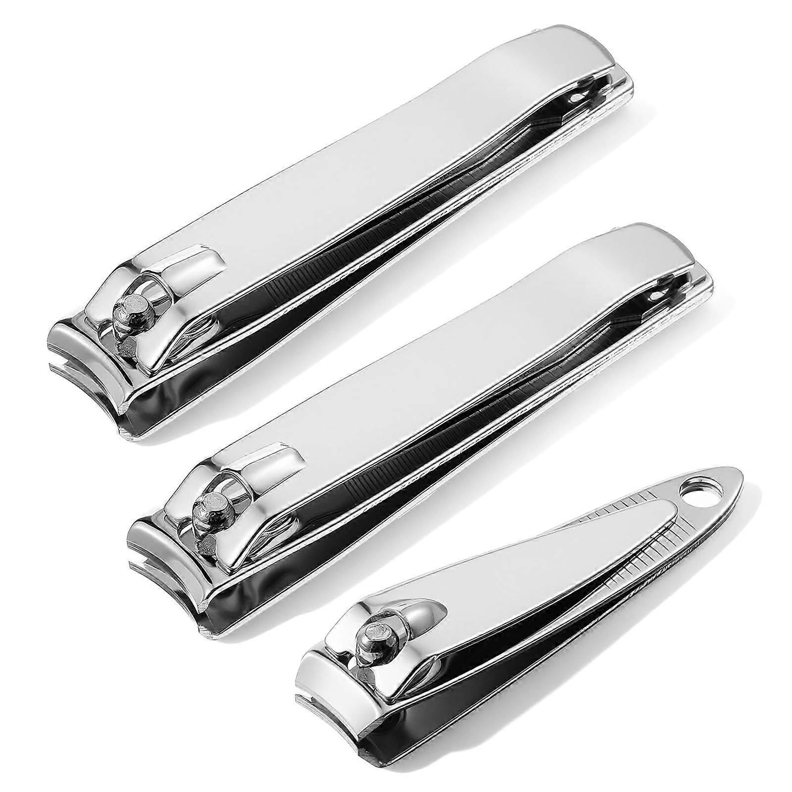 3 Pcs Nail Clippers Set Stainless Steel Fingernail and Toenail Clippers with Builtin File