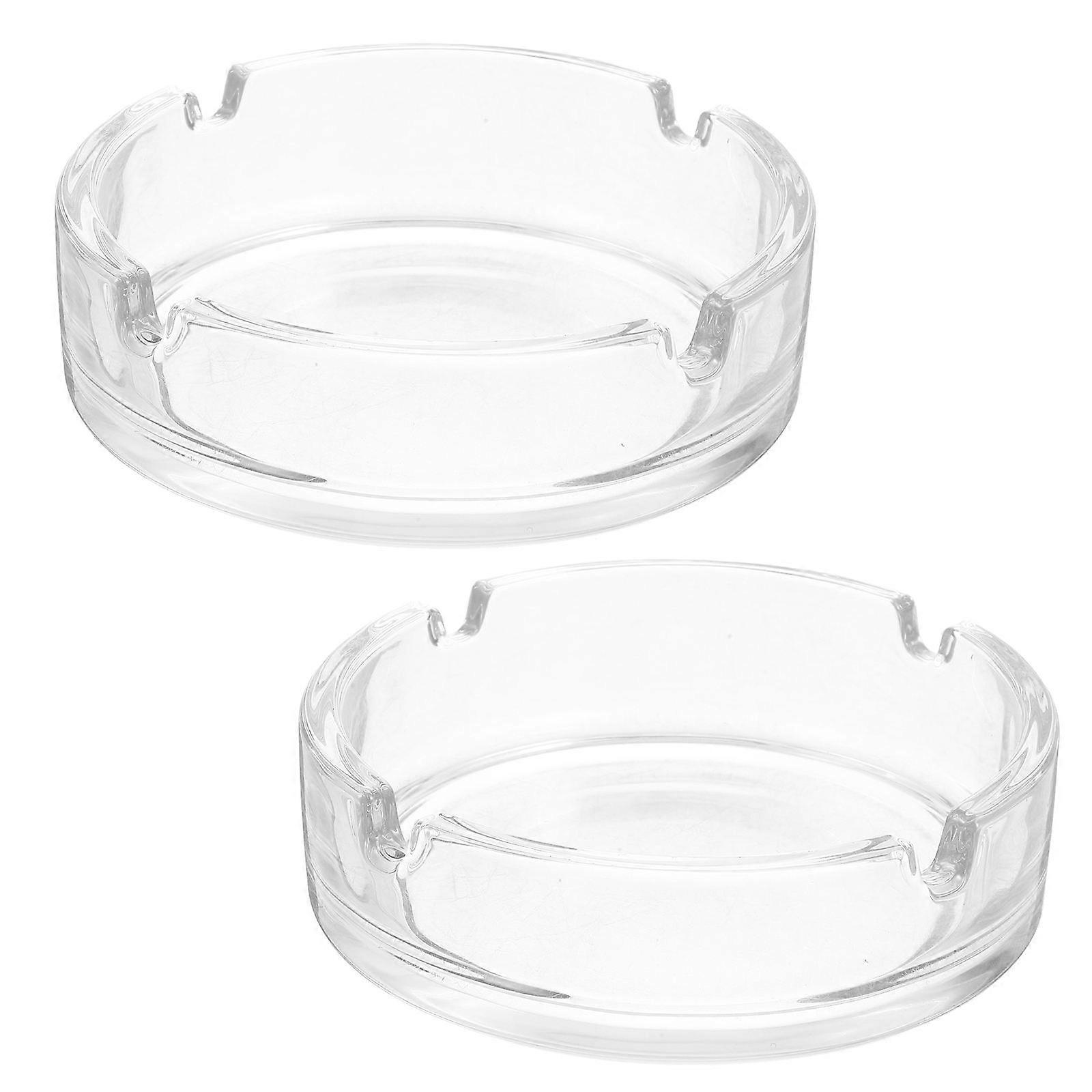 Glass Ashtray for Home Use 2Pcs Round Transparent Ash Butt Containers