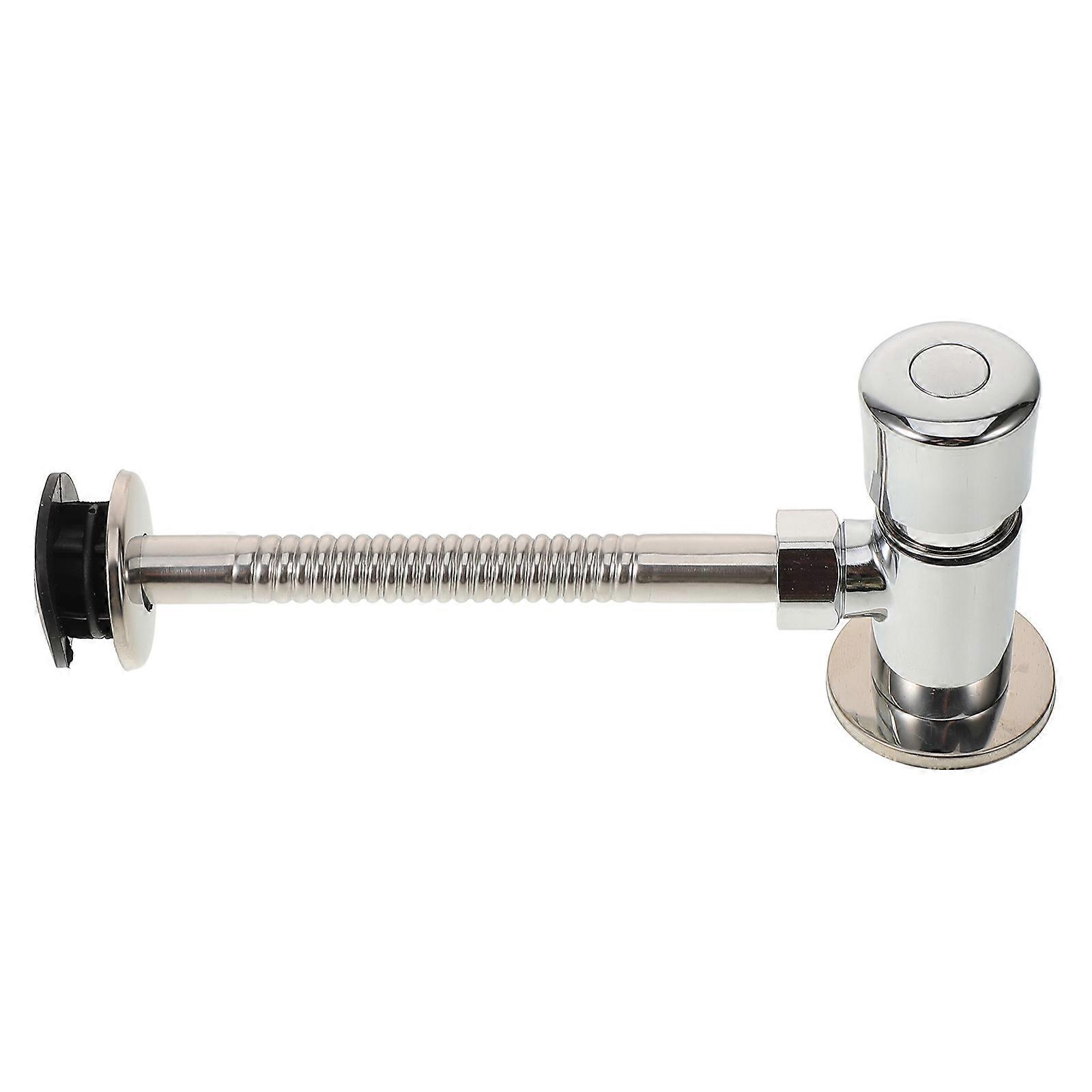 Pressing Delay Shutoff Flush Valve for Bathroom with Silver Finish and Durable Design
