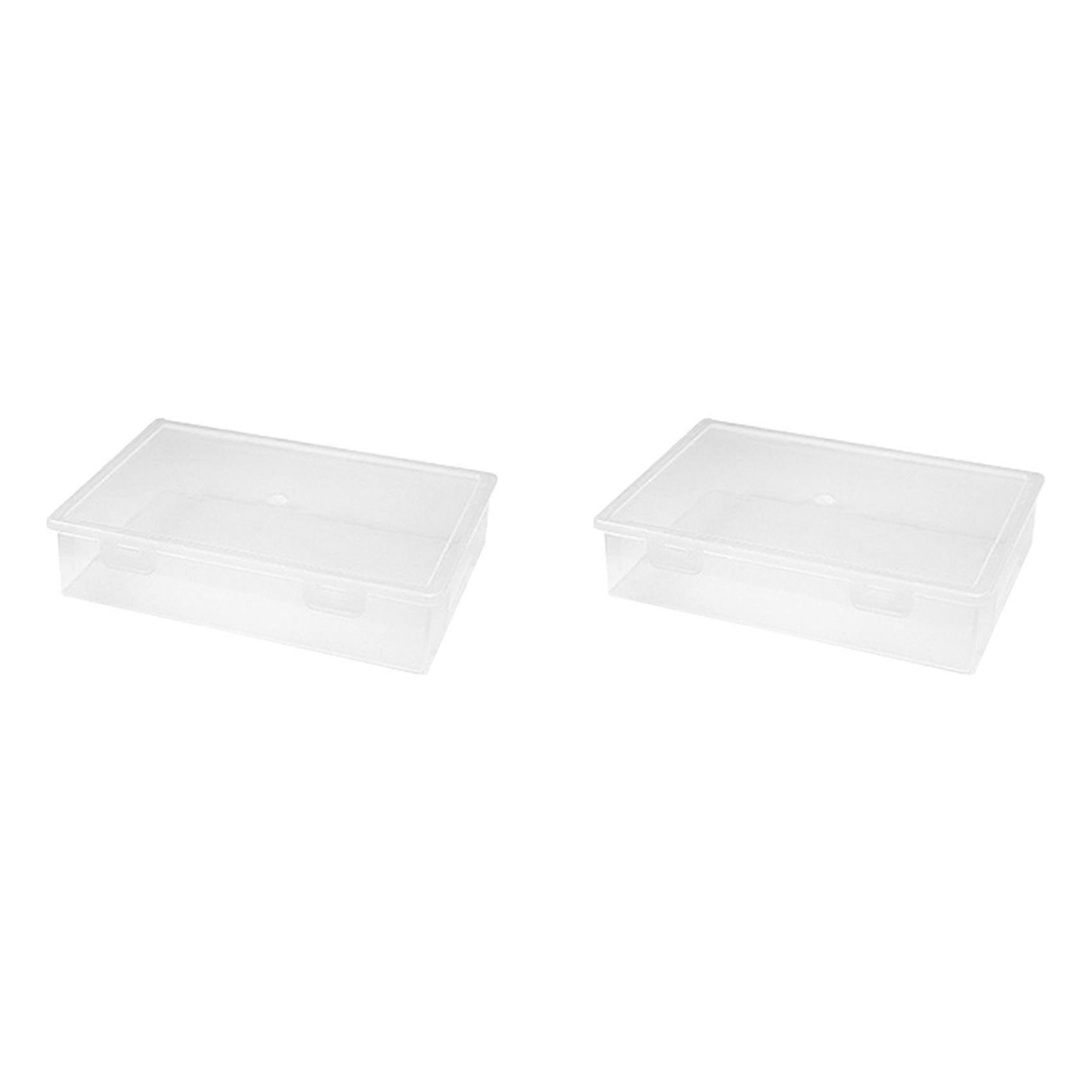 2X Plastic File Organizer Transparent Square Storage Box A4 Storage Box File Storage Box M