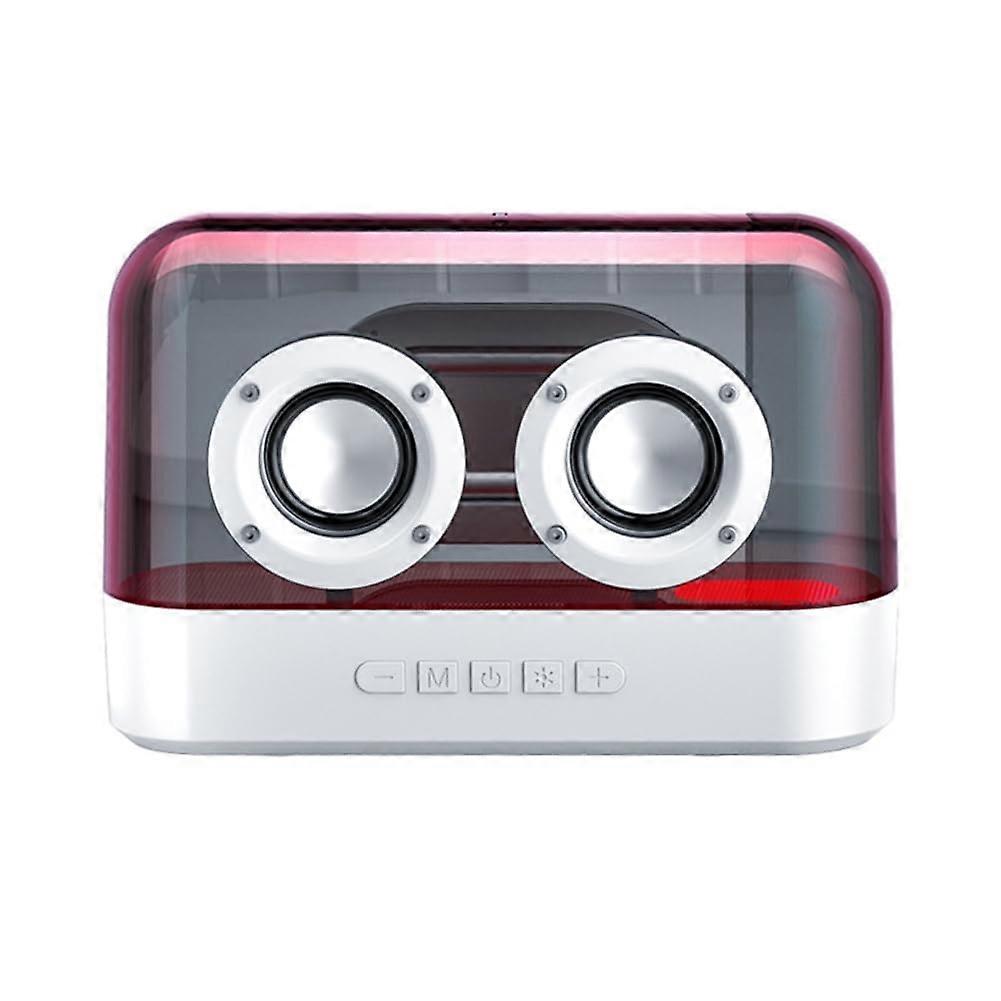 Wireless Bluetooth Speaker Colorful Lights Glazed Subwoofer Desktop Volume PlugIn Speaker White Easy Install