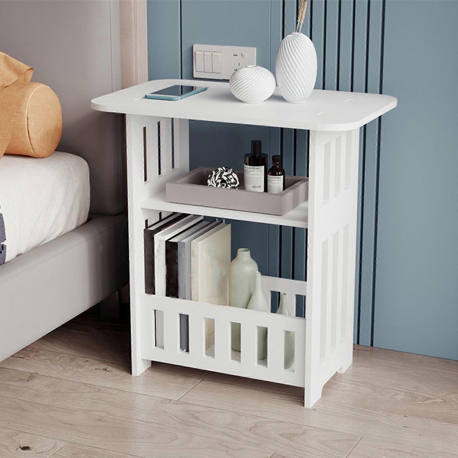 Djunllk Night Stand - White Small Side Table with Open Storage, Small End Table, Bedside Table for Living Room, Bedroom, Office, Home Workshop