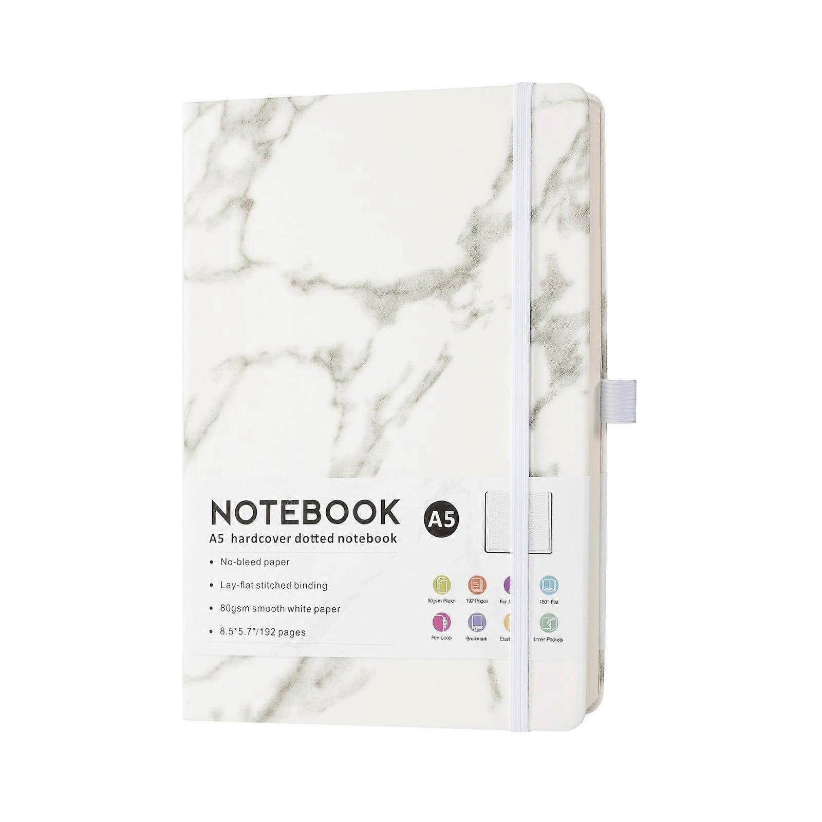 Yuseik Clearance Marble Elastic Band Notebook White White, Notebook, (Marble Pattern A5 Notebook*1)