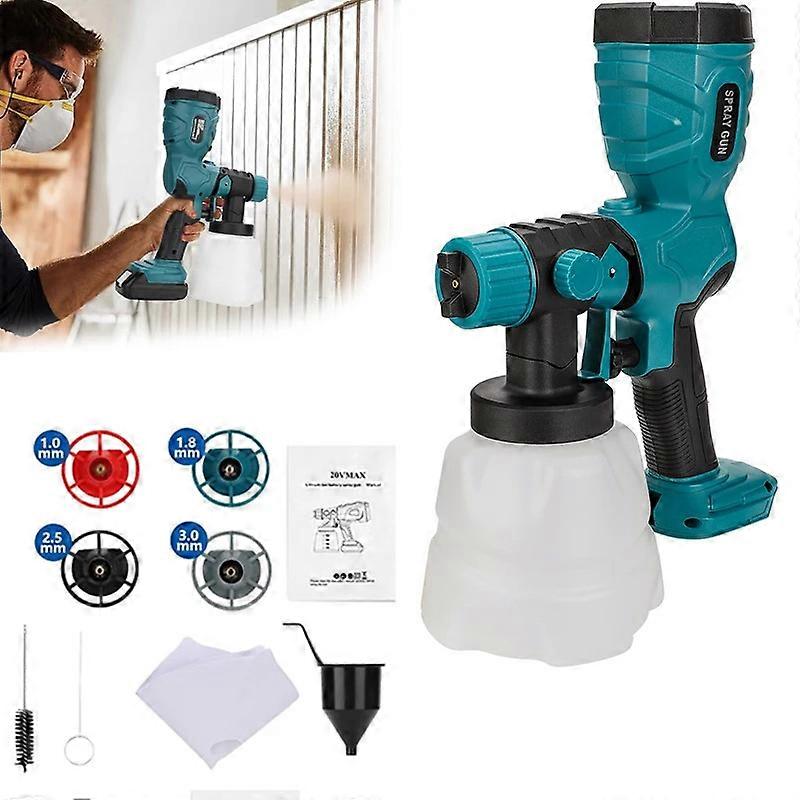 Cordless Paint Sprayer for Makita 18V MAX Battery Spray Paint Gun w/1200ML + 200ML Reservoir Electric Paint Sprayer w/4 Nozzles 3 Patterns for House