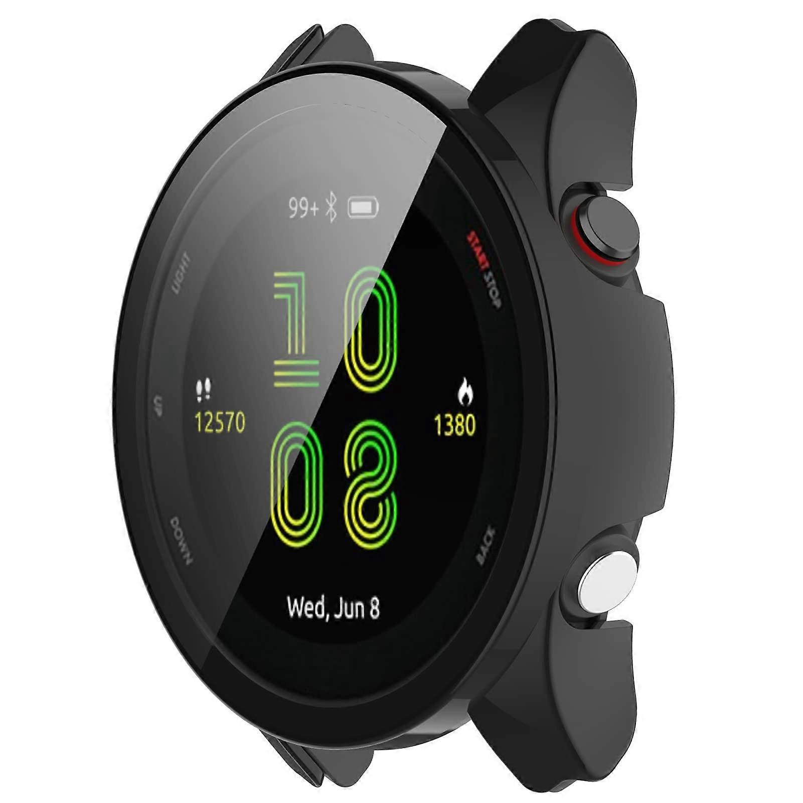 Case with Tempered Glass Screen Protector Full Coverage ScratchResistant Black for Garmin Forerunner 255 Ref:4737