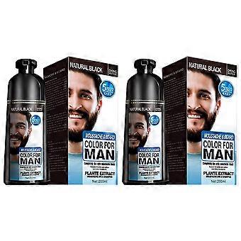 2X Permanent Beard Dye Shampoo for Men Beard Dying Removal White Grey Beard Hair Men Beard Shampoo 200ML