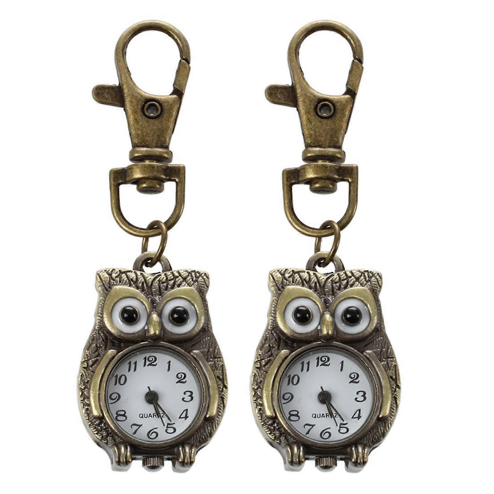 2X Keychain Clock Keyring Owl Shape 37X24mm
