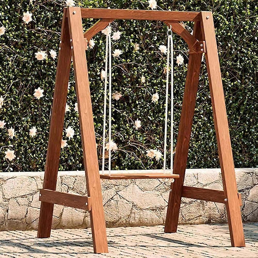 Porch Swing with AFrame, WeatherResistant Solid Wood, Adjustable Backrest Outdoor Swing Chair