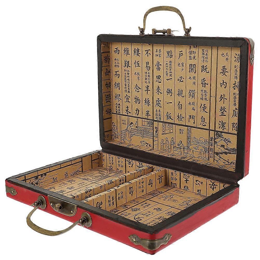 Mahjong Storage Container Wood Material Mahjong Box for Storage Use