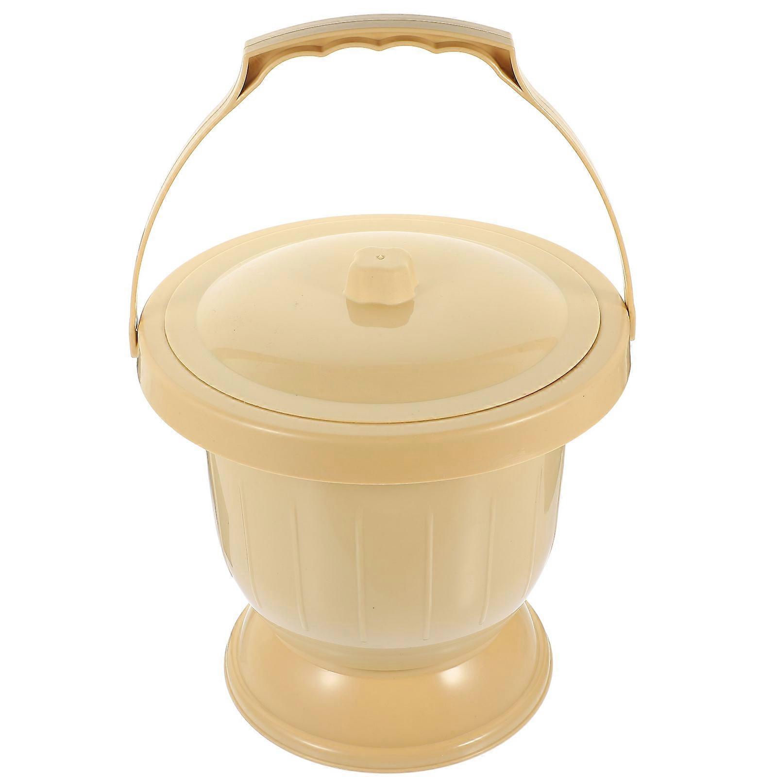 Plastic Urine Pot Portable Spittoon for Storage Use Khaki 1Pcs