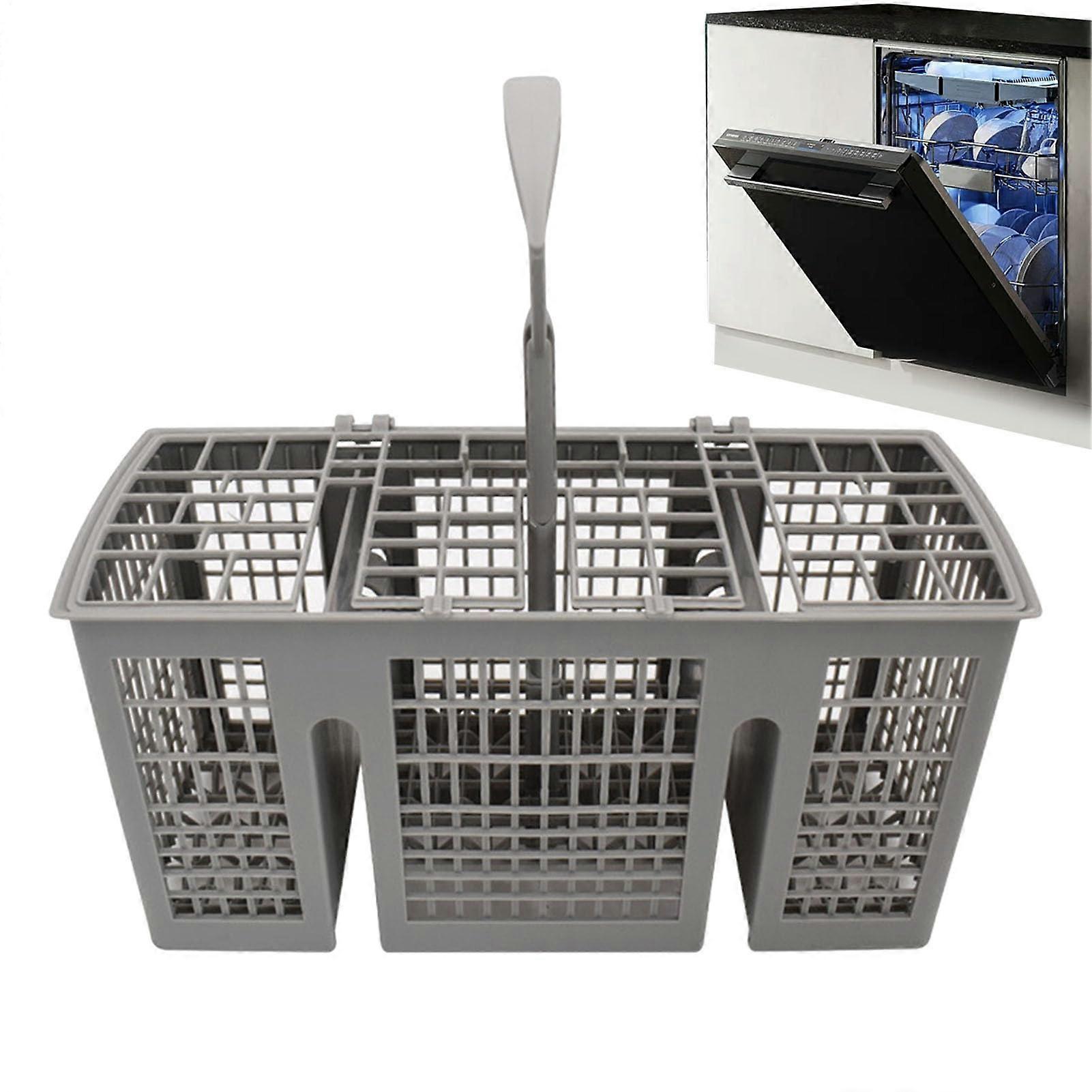 Universal Dishwasher Cutlery Basket with Handle, Compact Plastic Replacement for Dishwashers