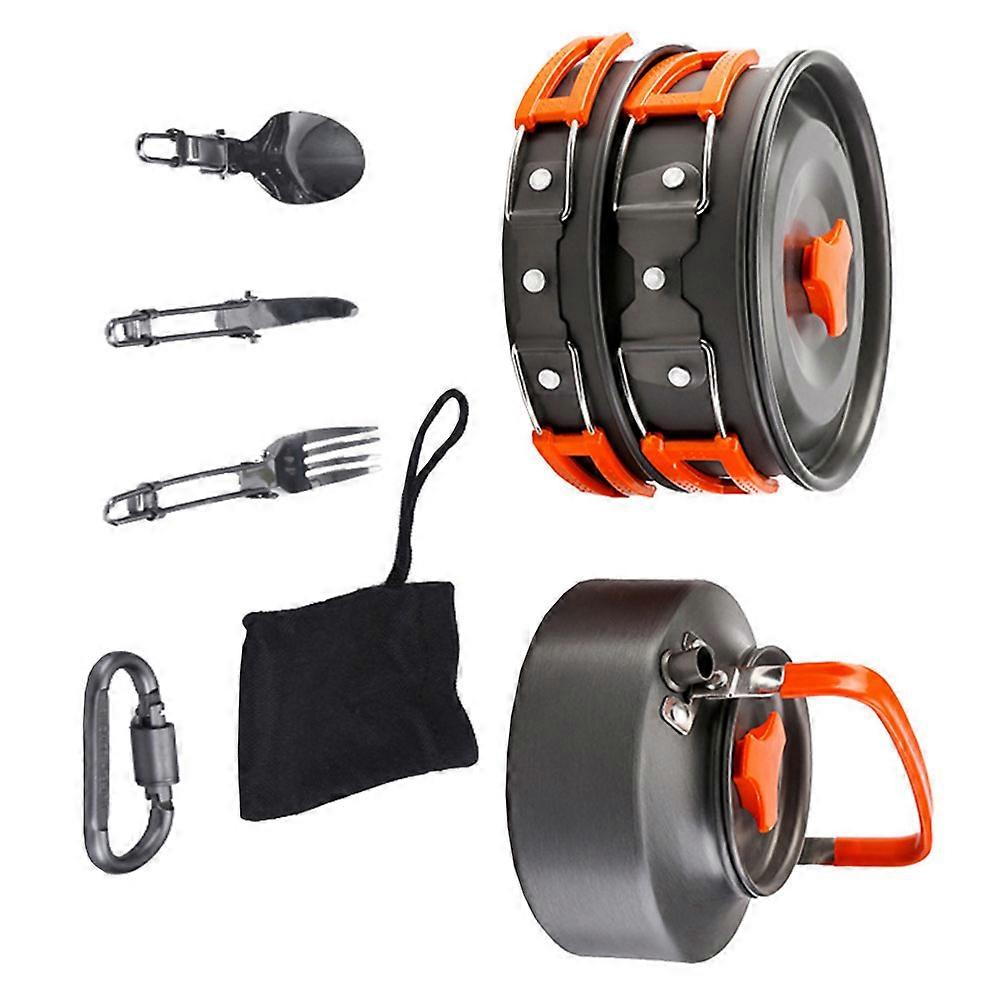 Camping Cookware Combination Cooking Set for Outdoor Use 1Set Orange