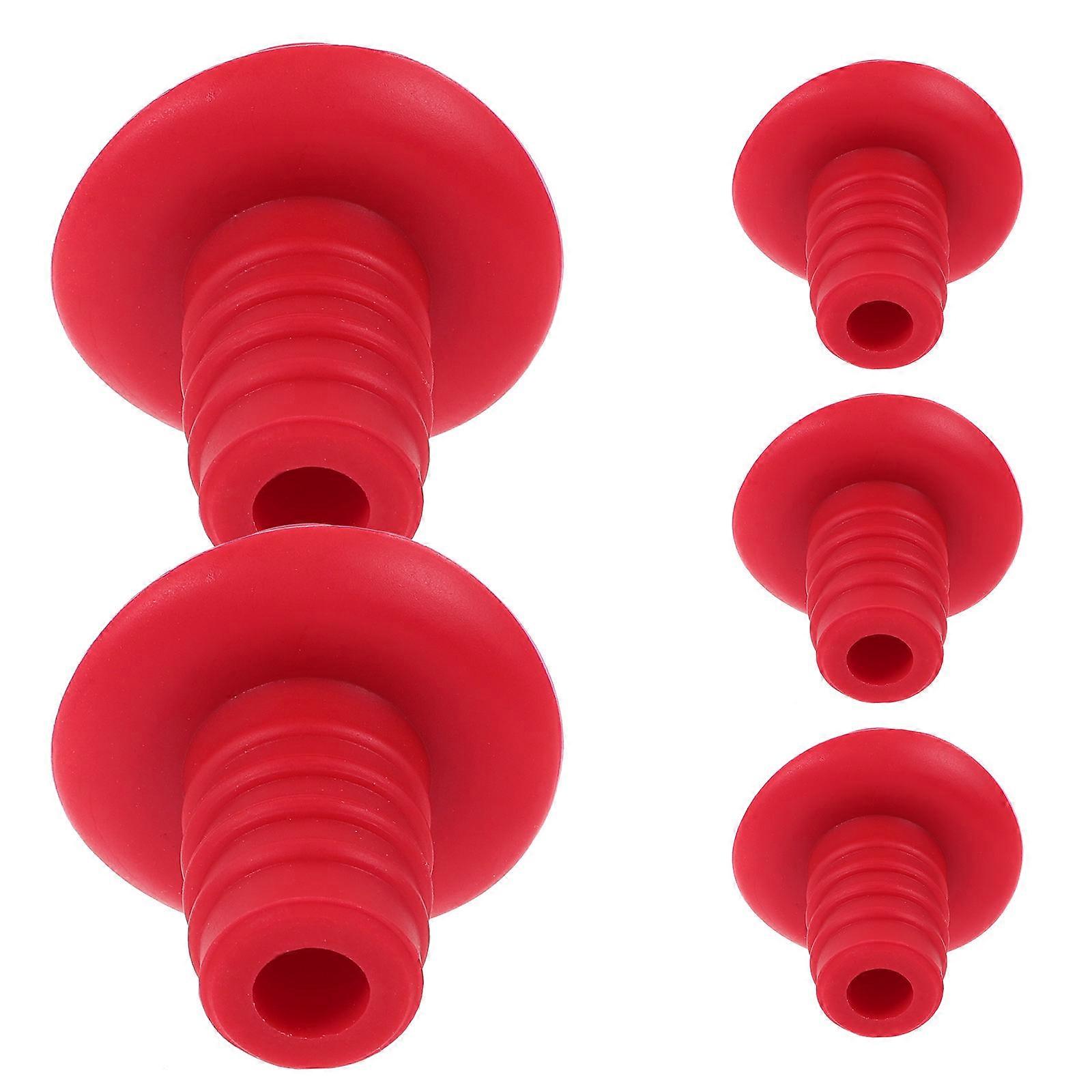 Hat Shaped for Sealing 5Pcs Silicone Red