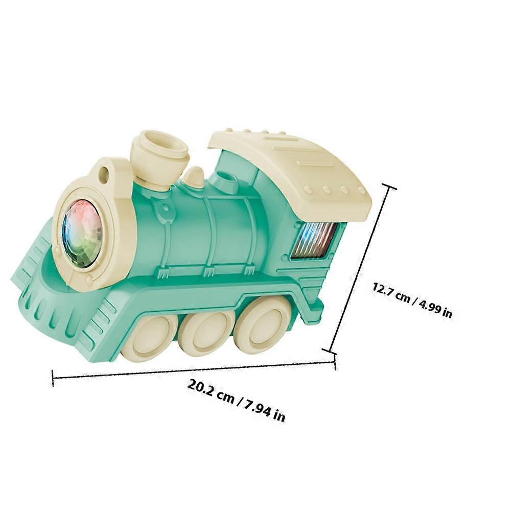 Trem de brinquedo educativo com efeitos sonoros e luminosos para crianças, feito de plástico resistente, verde, 19 cm (7,5 polegadas).