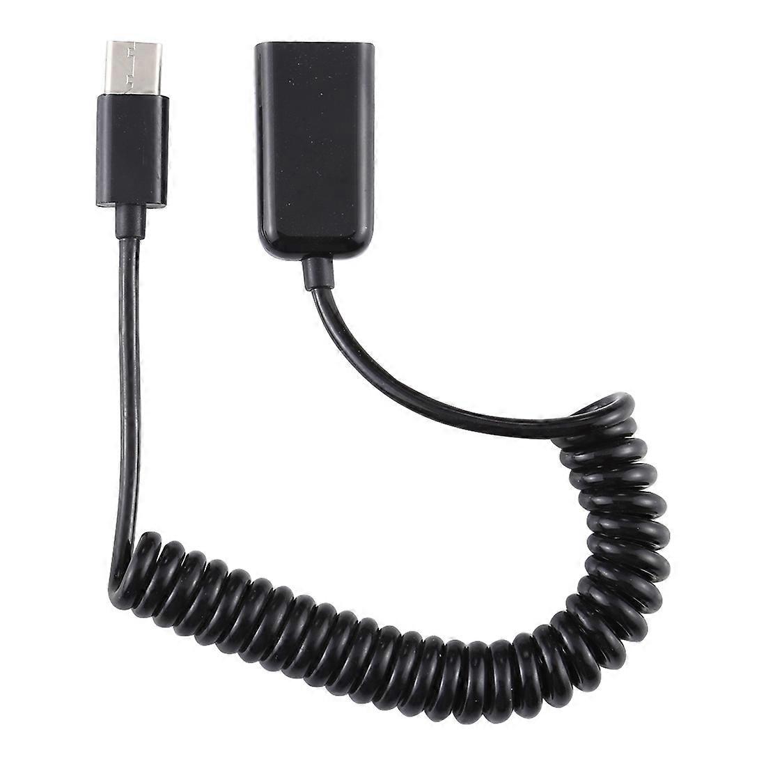 Type-C Male To USB Female Extender Adapter Spring Computer Phone Charging Cable