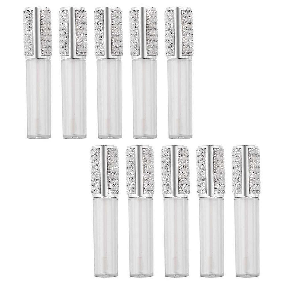 10pcs 5ml Refillable Clear Lip Gloss Tubes with Wand, Silver Cap Empty Lip Gloss Containers