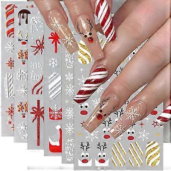 Christmas Nail Stickers 6 Sheets with Snowflake and Elk Design, SelfAdhesive Holiday Nail Art Decals for Acrylic Nails