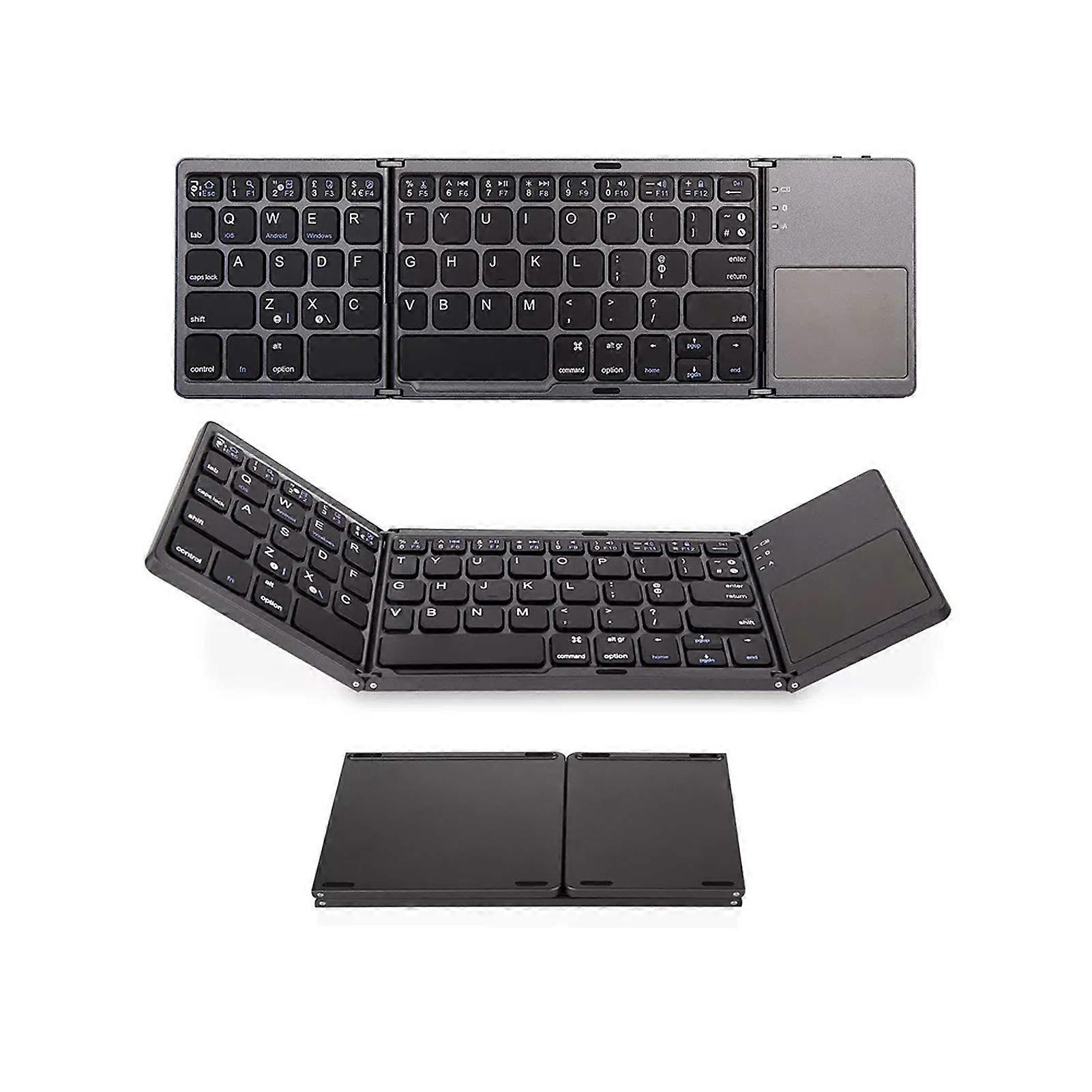 Bluetooth Folding Keyboard with Touchpad Mouse Control, Ultra Slim for Windows Android iOS, Grey