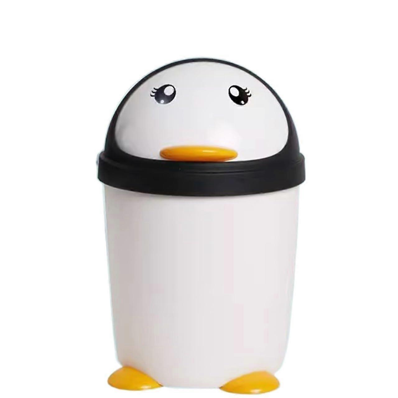 Cute Kitchen Trash Can Penguin Waste Bin with Lid Large Plastic for MultiRoom Use