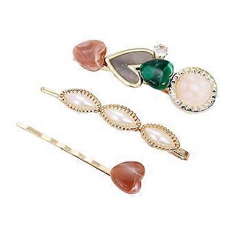 Set of 3 Elegant Faux Pearl Rhinestone Hair Clips for Women, Decorative Bangs Barrettes Gift