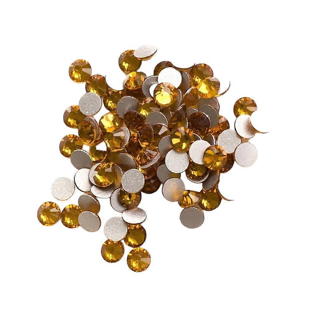 Press On Nail Tips Full Coverage with Crystal Topaz Flatback Rhinestones for DIY Nail Art