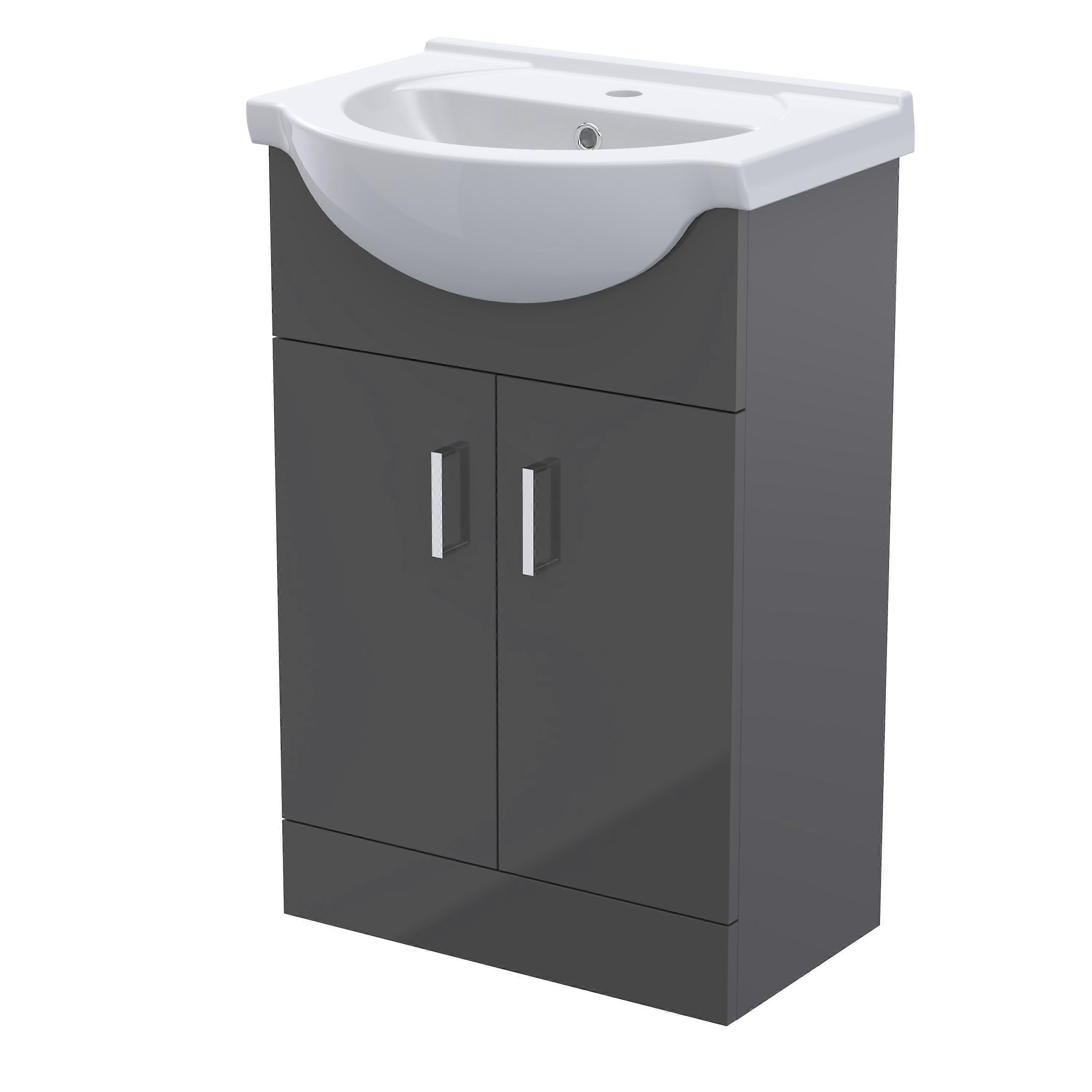 Orbit Floor Standing 2 Door Vanity Basin Unit - Gloss Grey - 550mm - Balterley