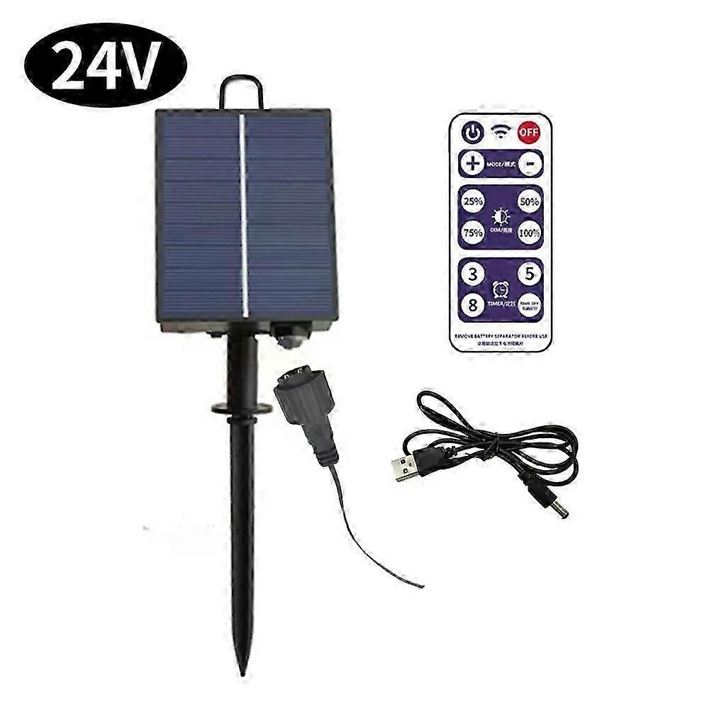 DC 24V solar panel kit with drill and remote control, suitable for LED string light DIY, can power lithium battery panel lights.