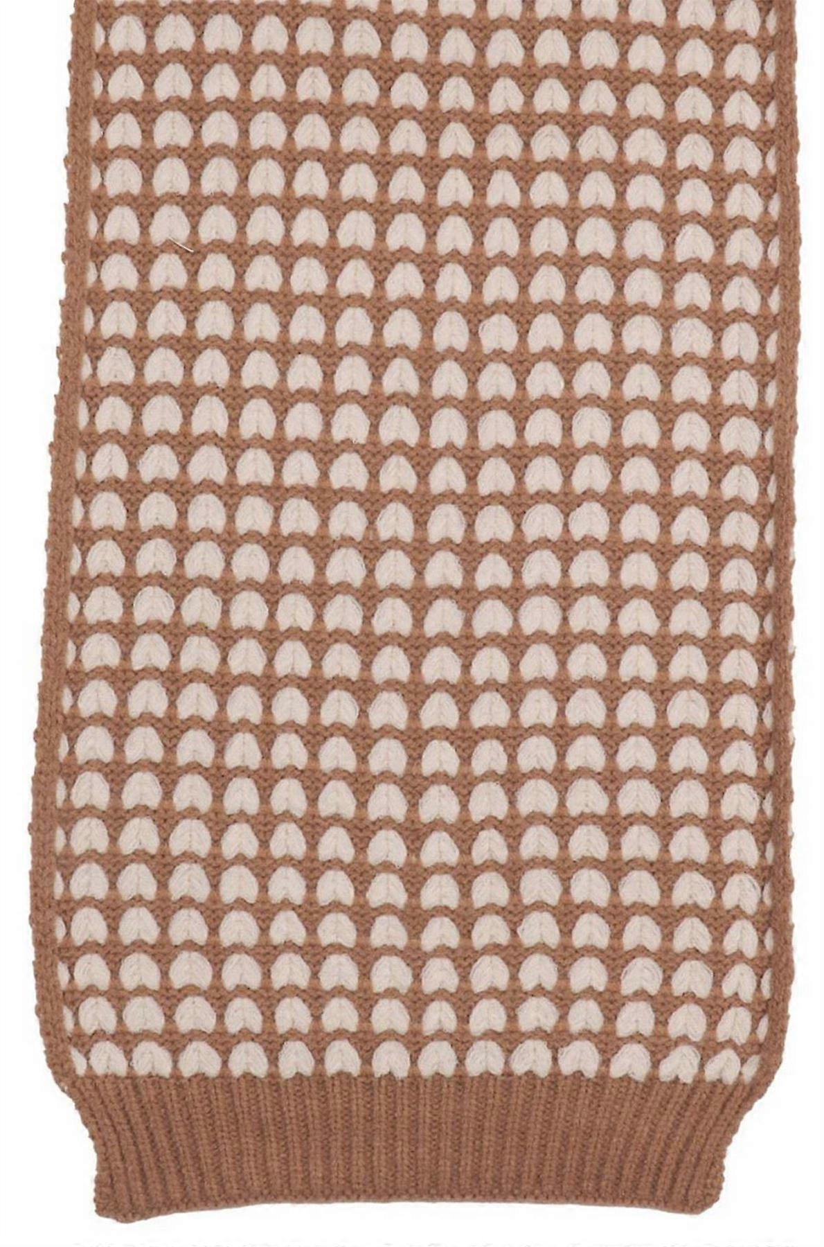 Zelly Knitted Hearts Scarf - Beige/Cream