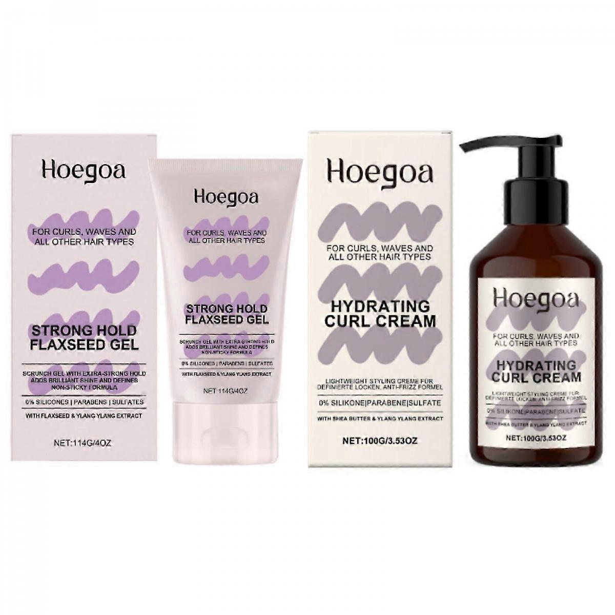 Strong Hold Curl Gel & Hydrating Cream Set for Defined, Smooth Curls