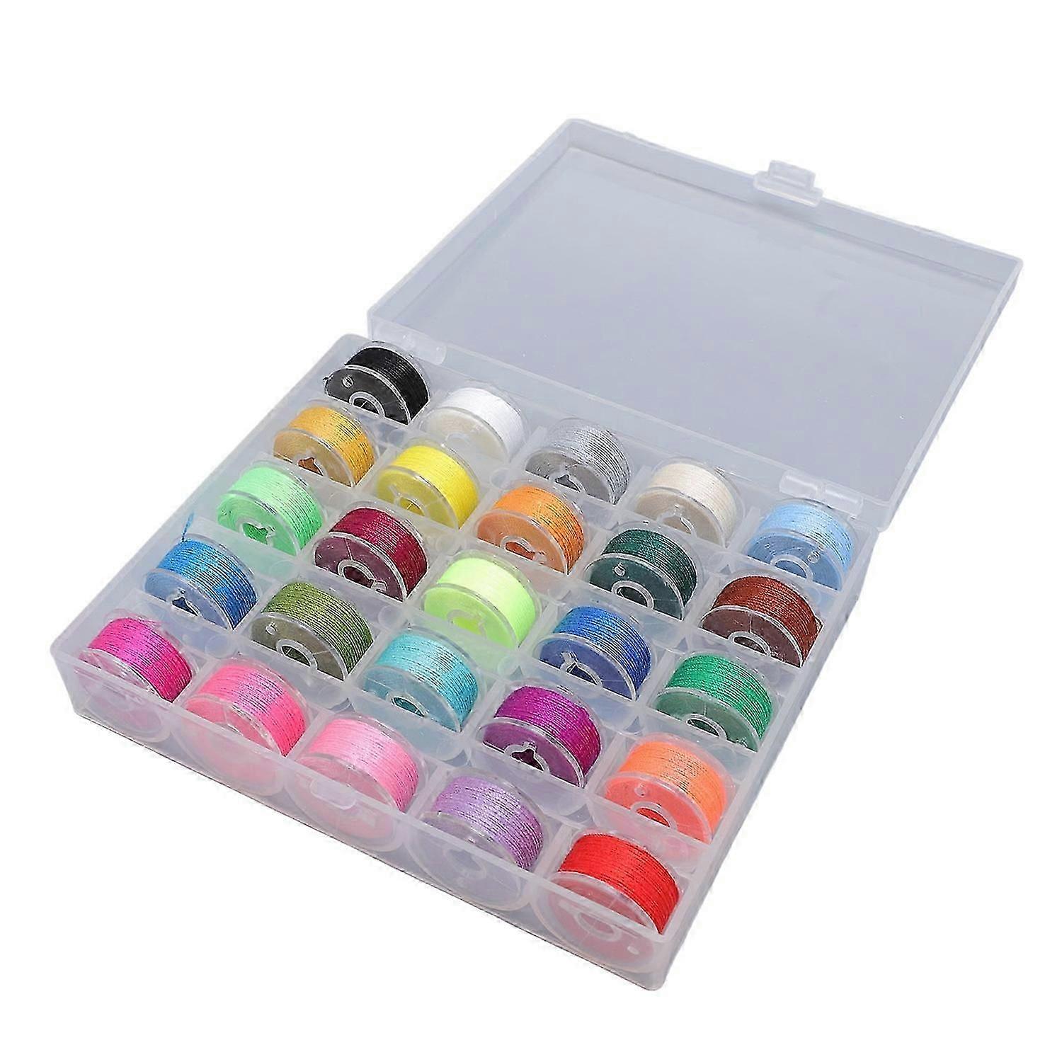 25Pcs Prewound Bobbin Thread Assorted Colors with Storage Case Sewing Machine Accessories