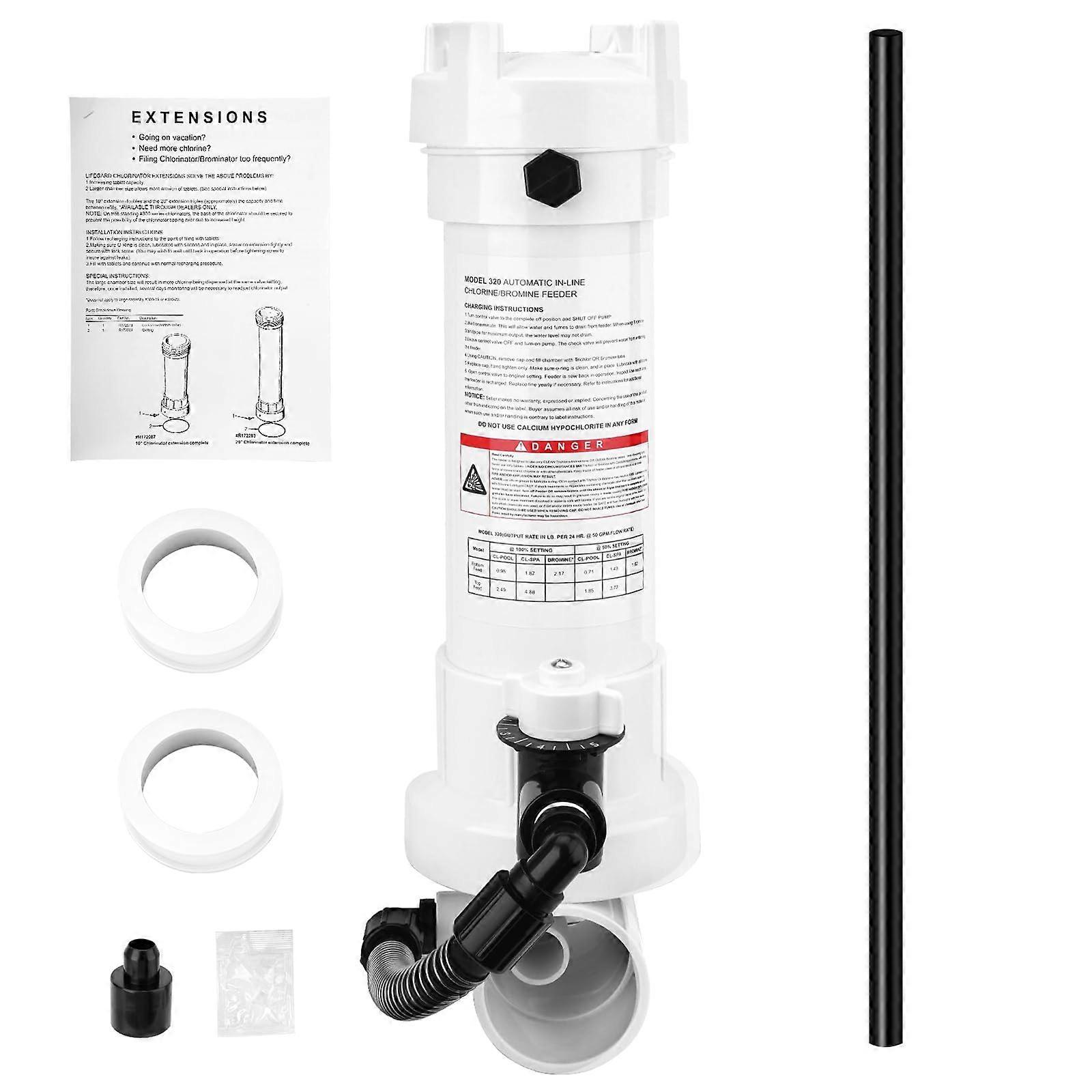 2025 Upgrade Automatic Inline Pool Chlorine Feeder and Bromine Tablet Dispenser Compatible with Rainbow 320