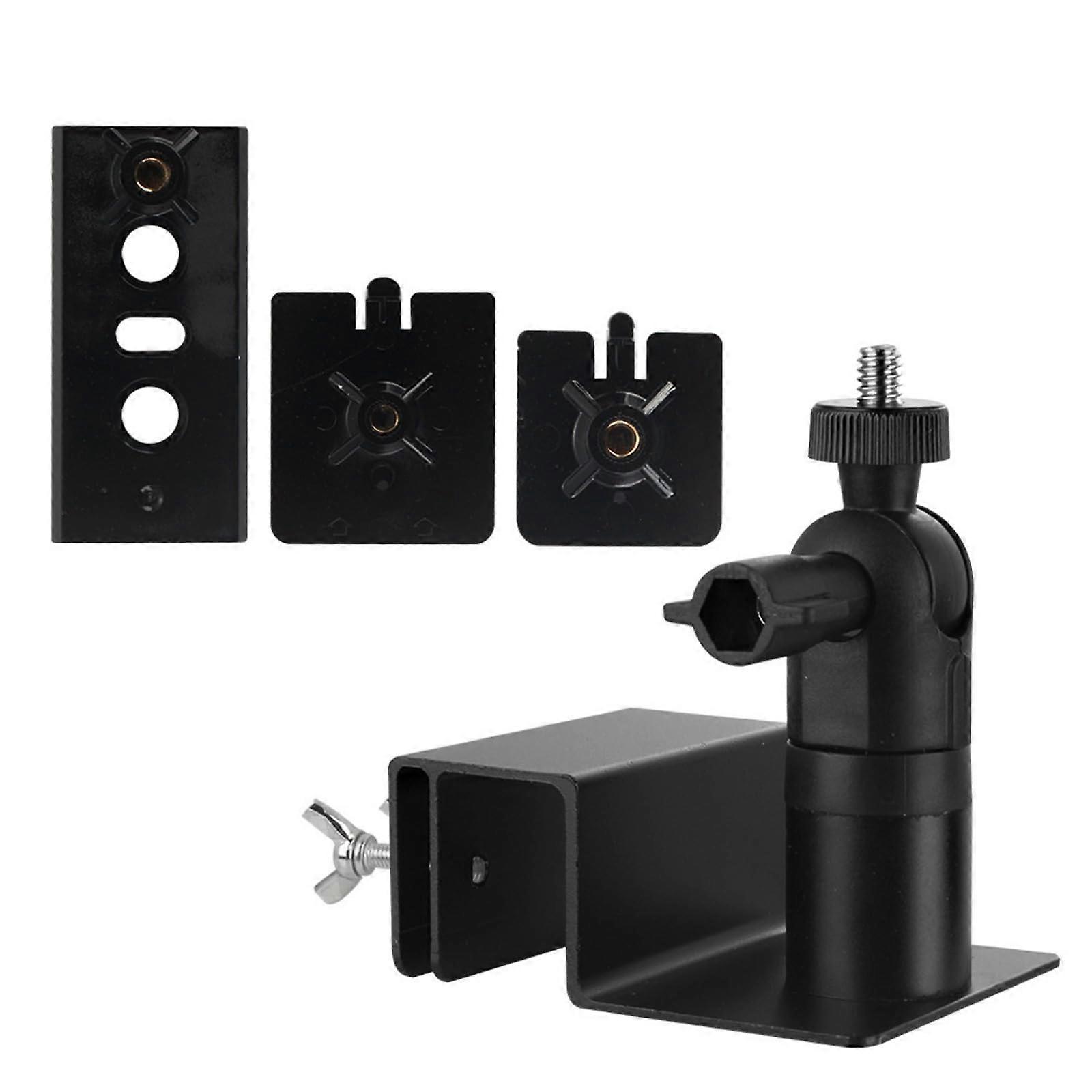 Solar Camera Mount Adjustable 360° Outdoor Security Bracket Stainless Steel Windproof Clamp Black