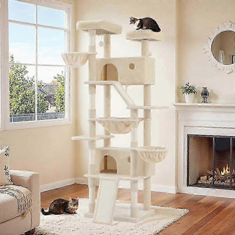 81in Extra Tall Cat Tree Tower - Multi-Level Cat Condo with Hammock and Sisal Scratching Posts