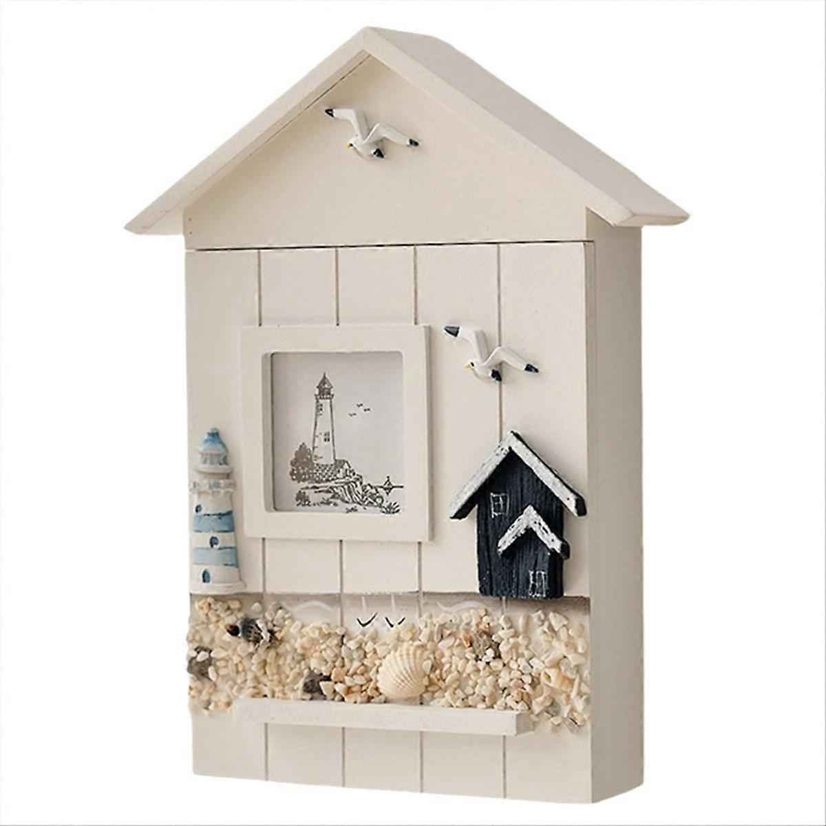 Wall Mounted Cabinet Key Rack,Wooden House Key Storage Box,Lighthouse