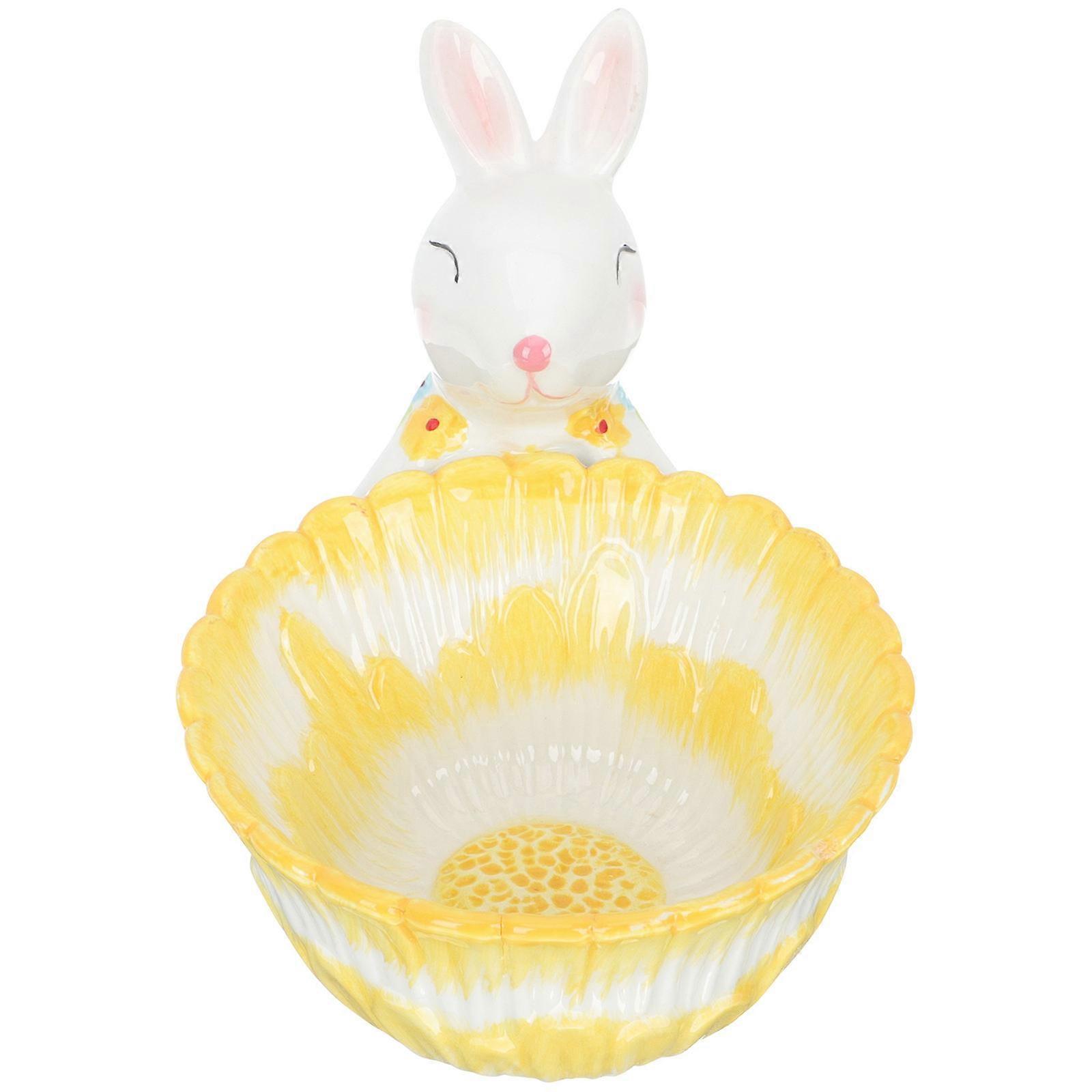 Ceramic Bunny Storage Bowl Ornament for Easter Home Use