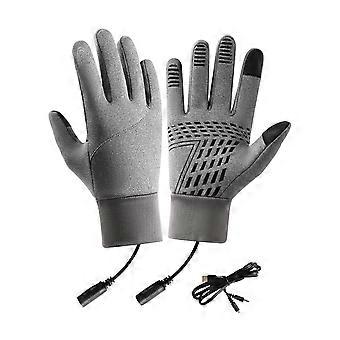 Luvas aquecidas para homens e mulheres – Elétricas, impermeáveis, compatíveis com telas sensíveis ao toque – para motociclismo e esqui – Aquecimento básico, cinza, tamanho G