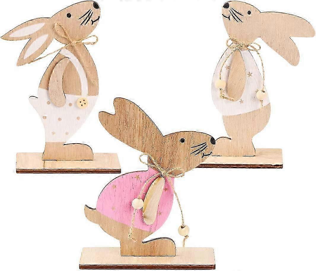 Easter Decoration, Easter Bunny Decoration, 3pcs Wooden Easter Bunny Easter Decorations