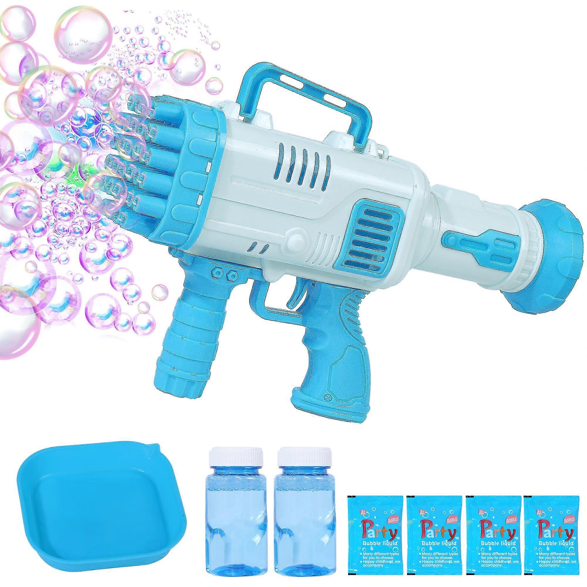 Bubble Machine with Lights, 32Hole  Output Bubble Gun for Kids and Parties, Includes Solution